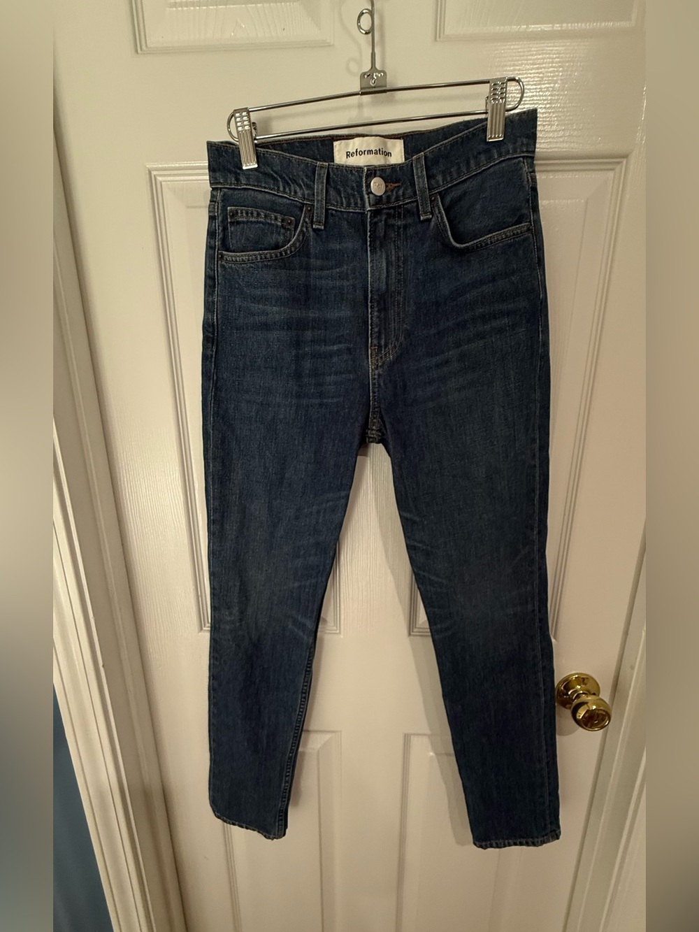 Reformation Dark Blue Slim Straight Jeans
